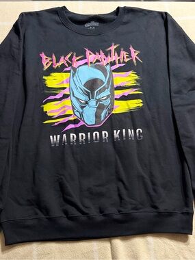 Marvel Avengers Black Panther Graphic Crewneck Sweatshirt with Neon Accents